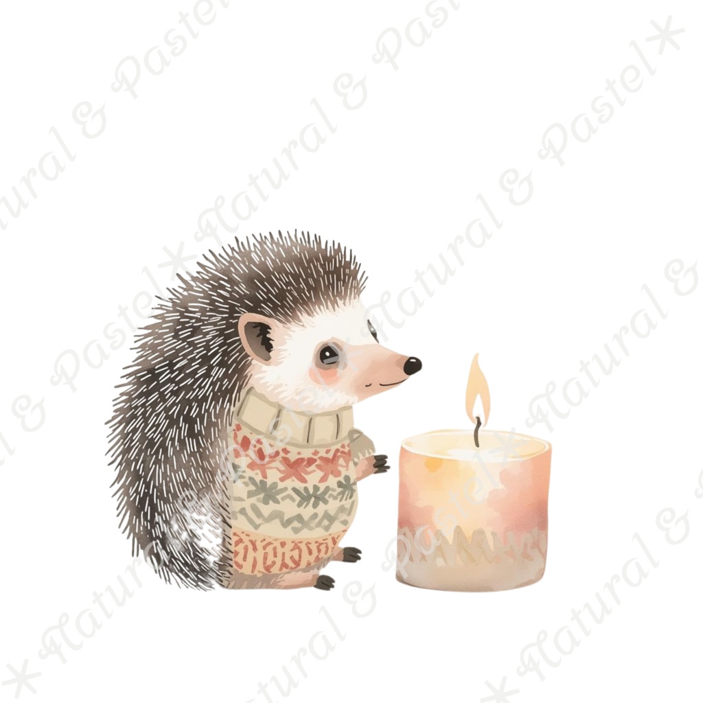 【🐇 森のうさぎと🦔ハリネズミ / 北欧風ガーデン】水彩クリップアート * 25点セット(PNG背景透過)