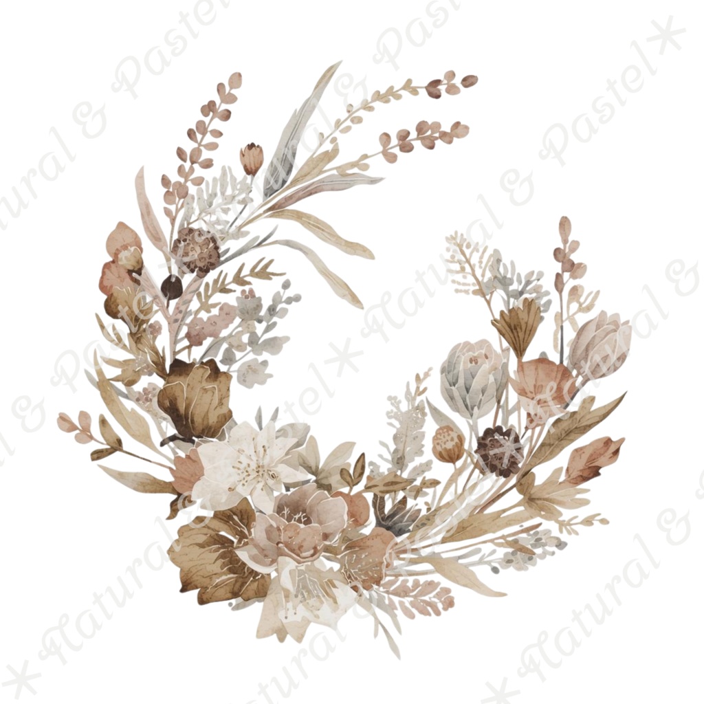 【🐇 森のうさぎと🦔ハリネズミ / 北欧風ガーデン】水彩クリップアート * 25点セット(PNG背景透過)