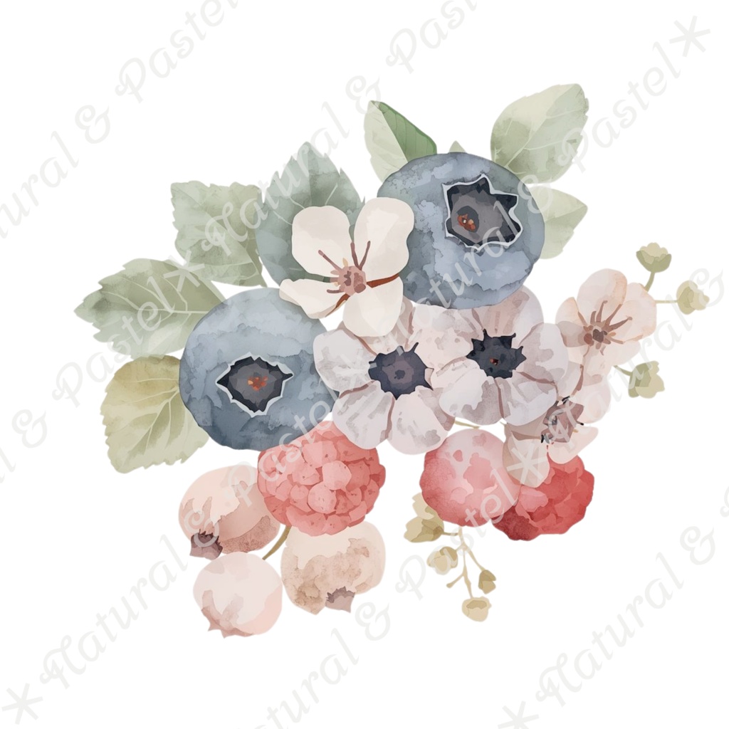 【🐇 森のうさぎと🦔ハリネズミ / 北欧風ガーデン】水彩クリップアート * 25点セット(PNG背景透過)