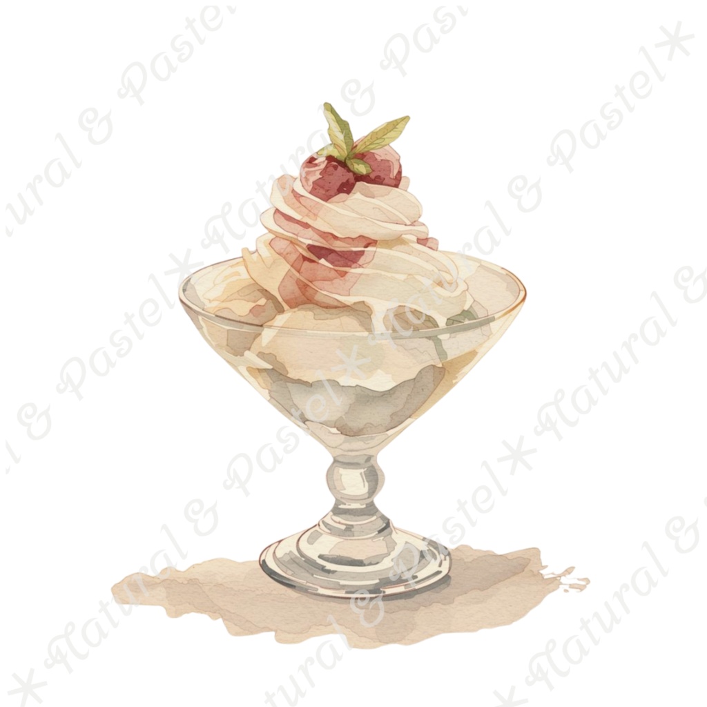 【🌿 大人可愛いカフェ】水彩クリップアート * 15点セット(PNG背景透過)