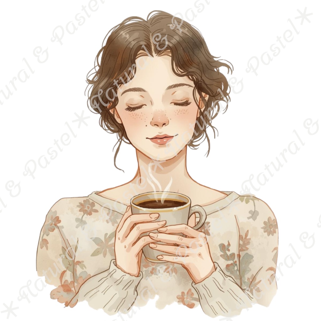 【🌿 大人可愛いカフェ】水彩クリップアート * 15点セット(PNG背景透過)