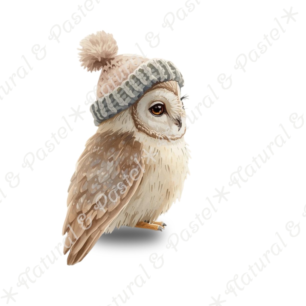 【🦉 森のフクロウと🦊キツネ / 北欧の森】水彩クリップアート * 25点セット(PNG背景透過)