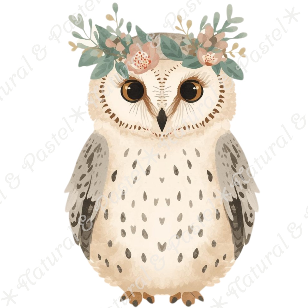 【🦉 森のフクロウと🦊キツネ / 北欧の森】水彩クリップアート * 25点セット(PNG背景透過)