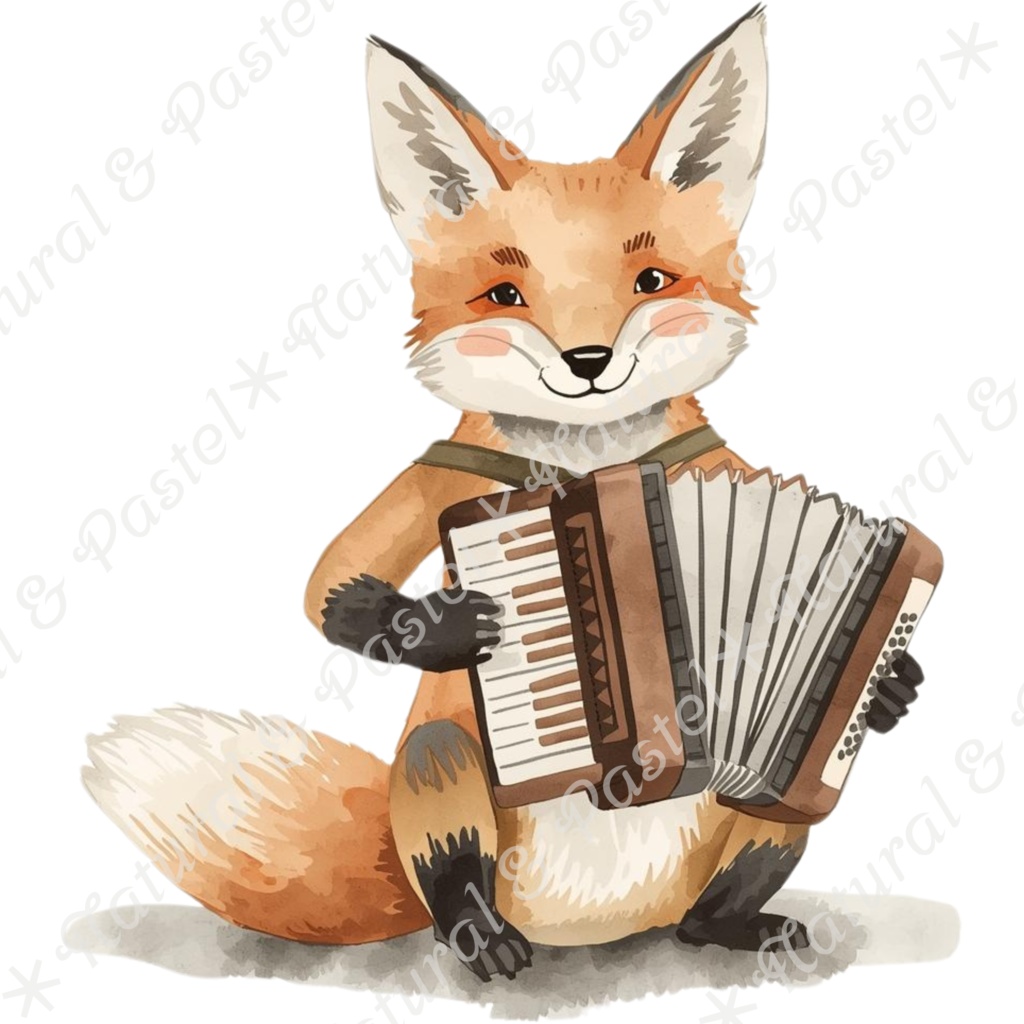 【🦉 森のフクロウと🦊キツネ / 北欧の森】水彩クリップアート * 25点セット(PNG背景透過)