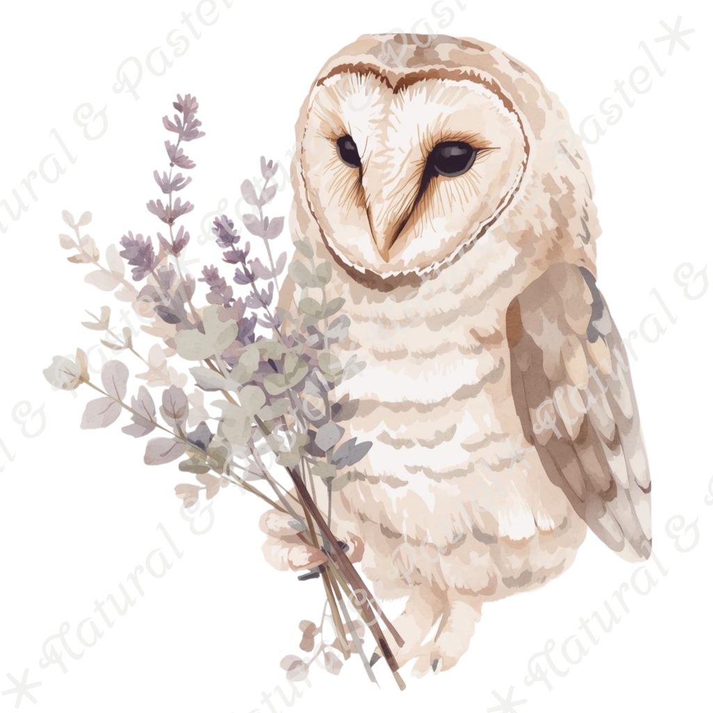 【🦉 森のフクロウと🦊キツネ / 北欧の森】水彩クリップアート * 25点セット(PNG背景透過)