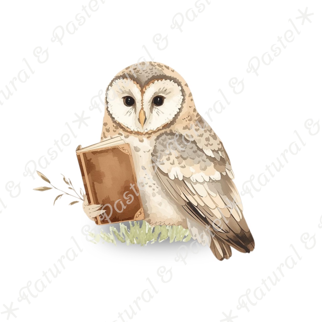 【🦉 森のフクロウと🦊キツネ / 北欧の森】水彩クリップアート * 25点セット(PNG背景透過)