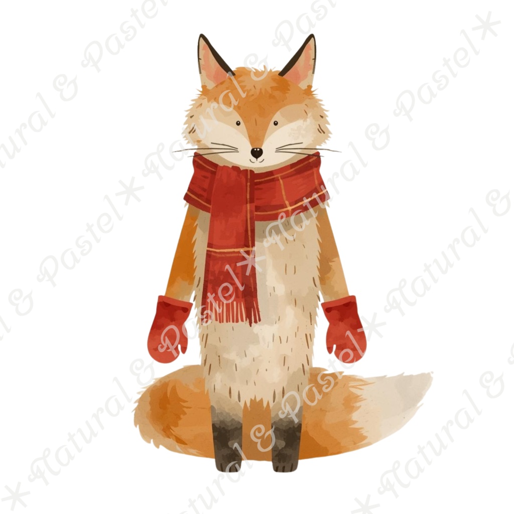 【🦉 森のフクロウと🦊キツネ / 北欧の森】水彩クリップアート * 25点セット(PNG背景透過)