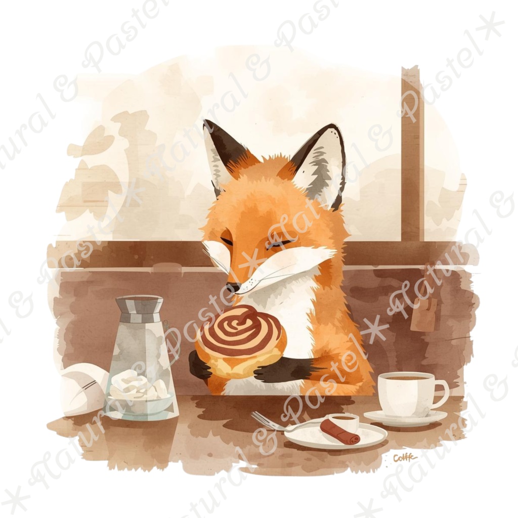 【🦉 森のフクロウと🦊キツネ / 北欧の森】水彩クリップアート * 25点セット(PNG背景透過)