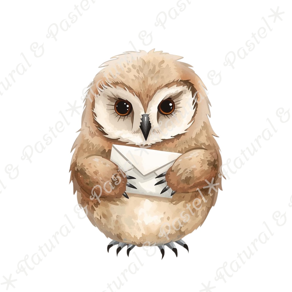 【🦉 森のフクロウと🦊キツネ / 北欧の森】水彩クリップアート * 25点セット(PNG背景透過)