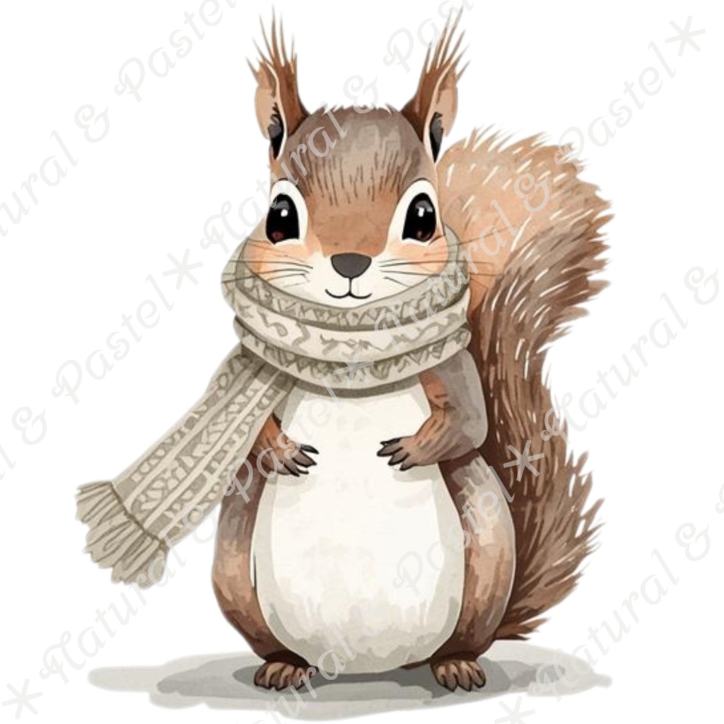 【🐿️ 森のリスと🦝アライグマ / 北欧の森】水彩クリップアート * 25点セット(PNG背景透過)