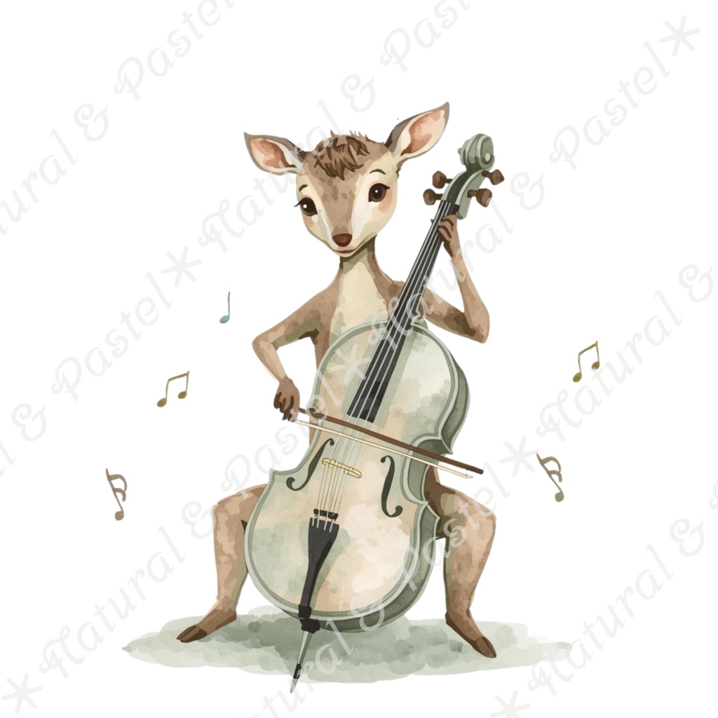 【🌲 ♪ 森の音楽会 / 動物たちの演奏会 ♫】水彩クリップアート * 20点セット(PNG背景透過)