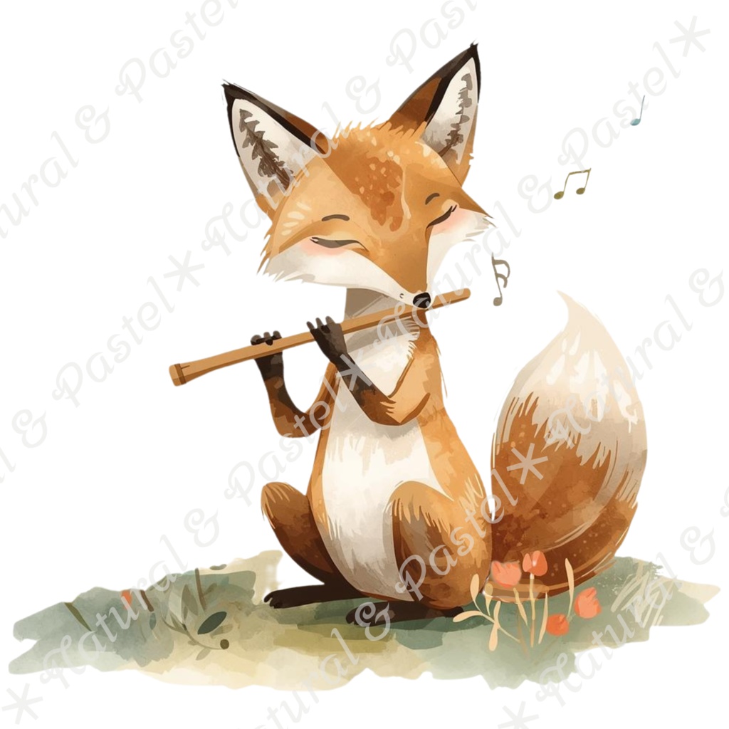 【🌲 ♪ 森の音楽会 / 動物たちの演奏会 ♫】水彩クリップアート * 20点セット(PNG背景透過)