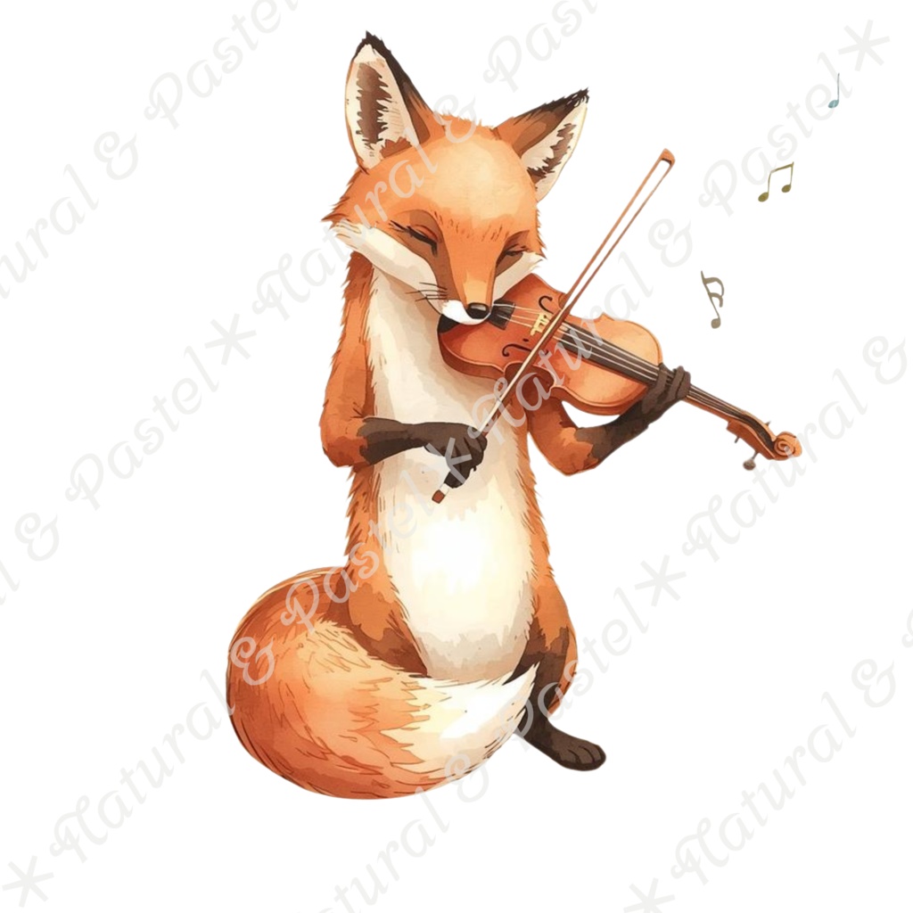 【🌲 ♪ 森の音楽会 / 動物たちの演奏会 ♫】水彩クリップアート * 20点セット(PNG背景透過)