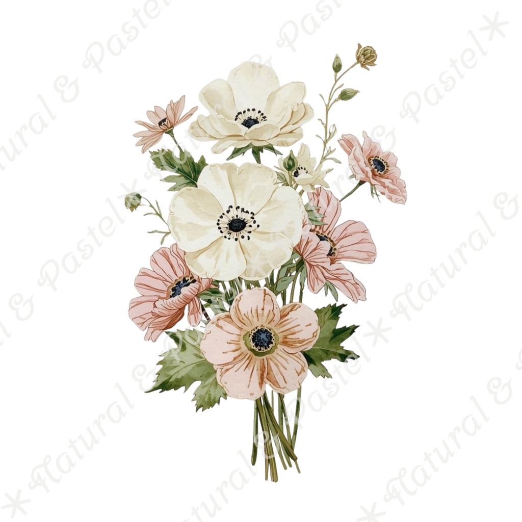 🌿【Vintage Botanicals】水彩クリップアート * 28点セット(PNG背景透過)