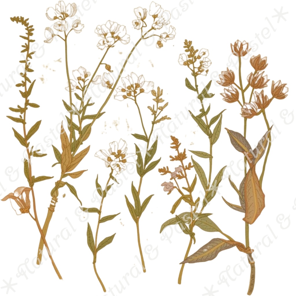 🌿【Vintage Botanicals】水彩クリップアート * 28点セット(PNG背景透過)