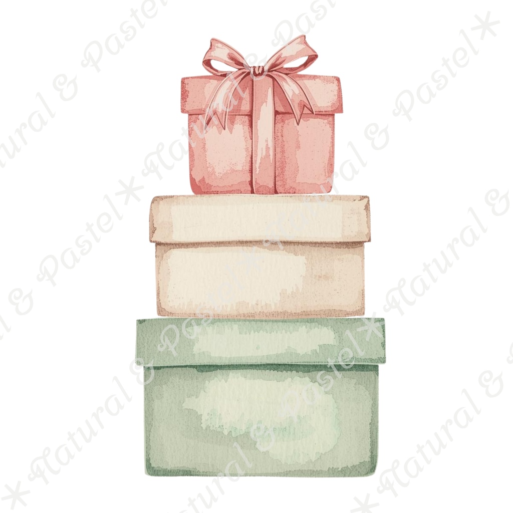 🎄 Pastel Christmas Charm Set くすみパステル × 手描き風クリスマス クリップアート22点(PNG透過)