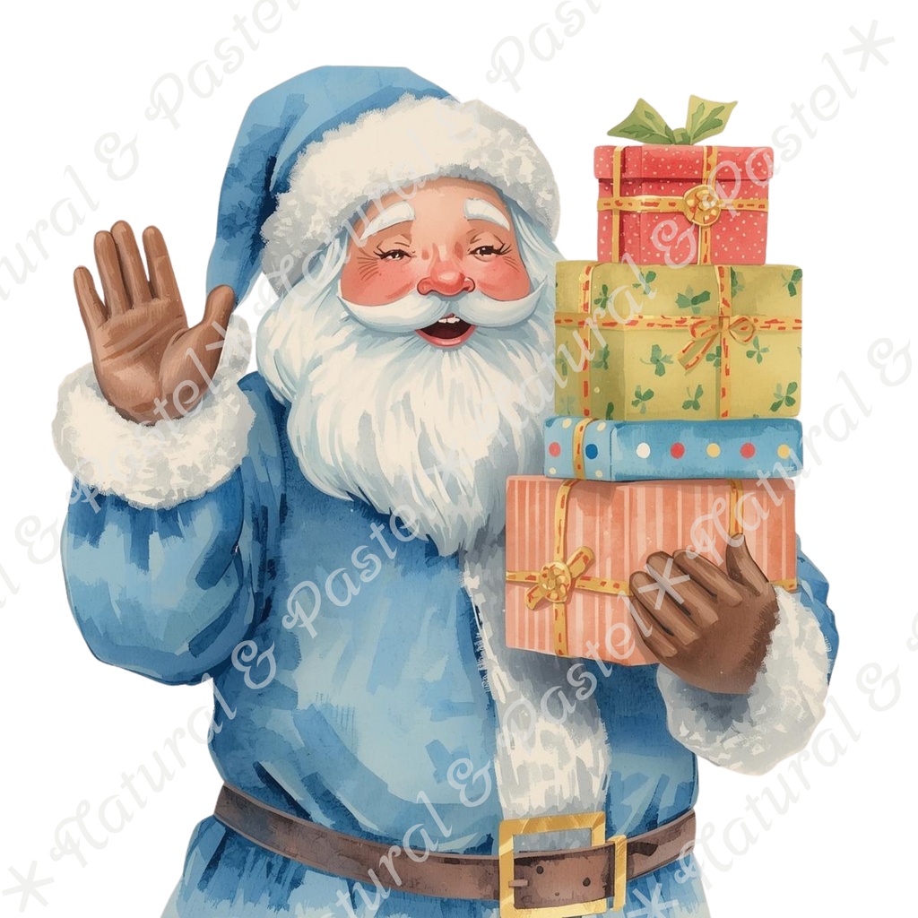 🎄【Blue Christmas Collection】青い冬のクリスマス * 水彩クリップアート 30点セット(PNG背景透過)