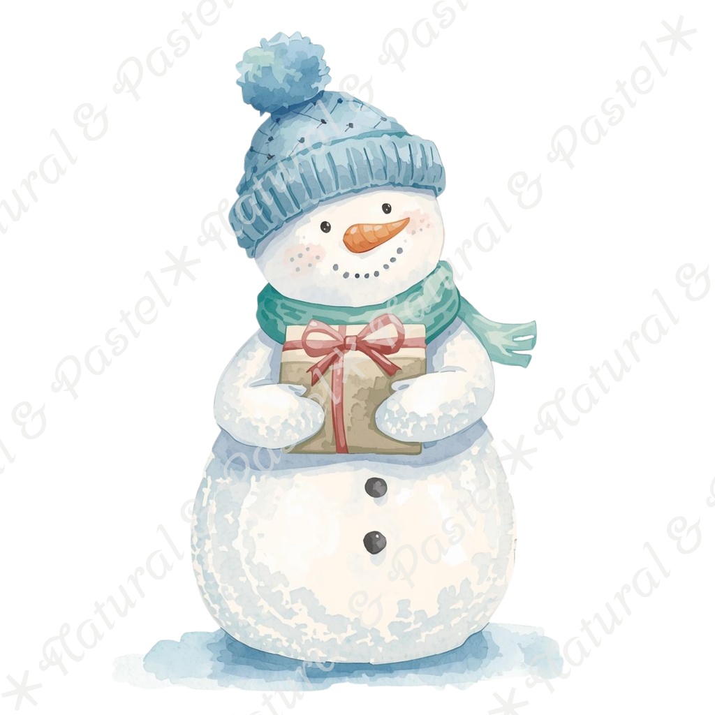 🎄【Blue Christmas Collection】青い冬のクリスマス * 水彩クリップアート 30点セット(PNG背景透過)