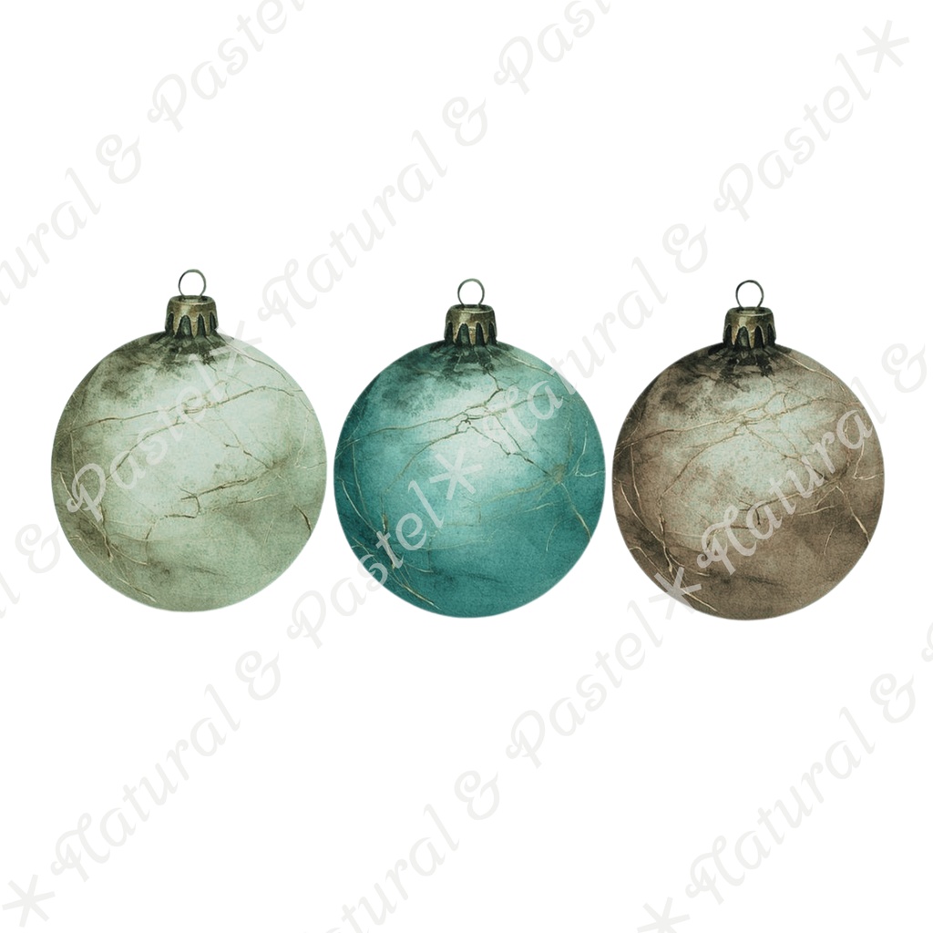 🎄【Blue Christmas Collection】青い冬のクリスマス * 水彩クリップアート 30点セット(PNG背景透過)