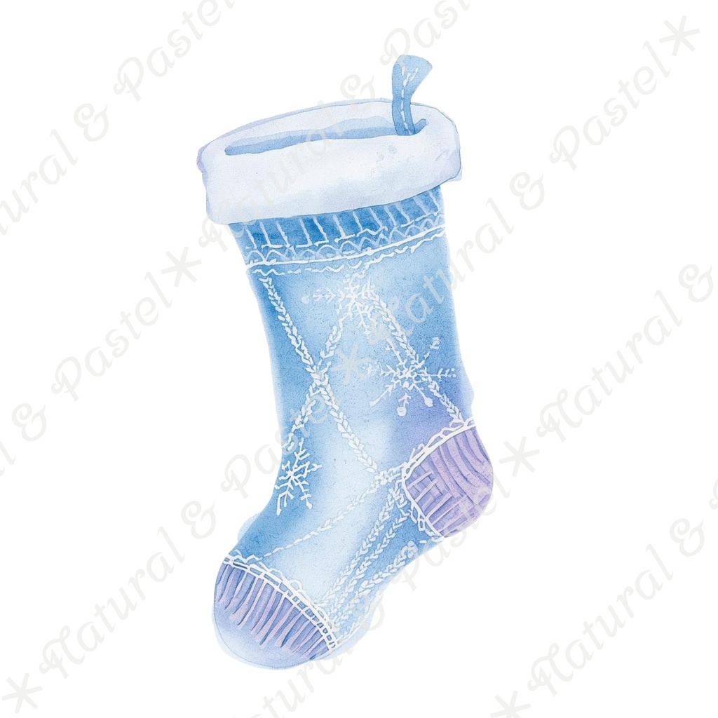 🎄【Blue Christmas Collection】青い冬のクリスマス * 水彩クリップアート 30点セット(PNG背景透過)