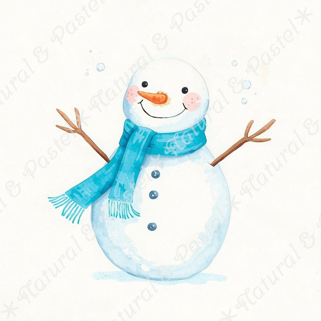 🎄【Blue Christmas Collection】青い冬のクリスマス * 水彩クリップアート 30点セット(PNG背景透過)