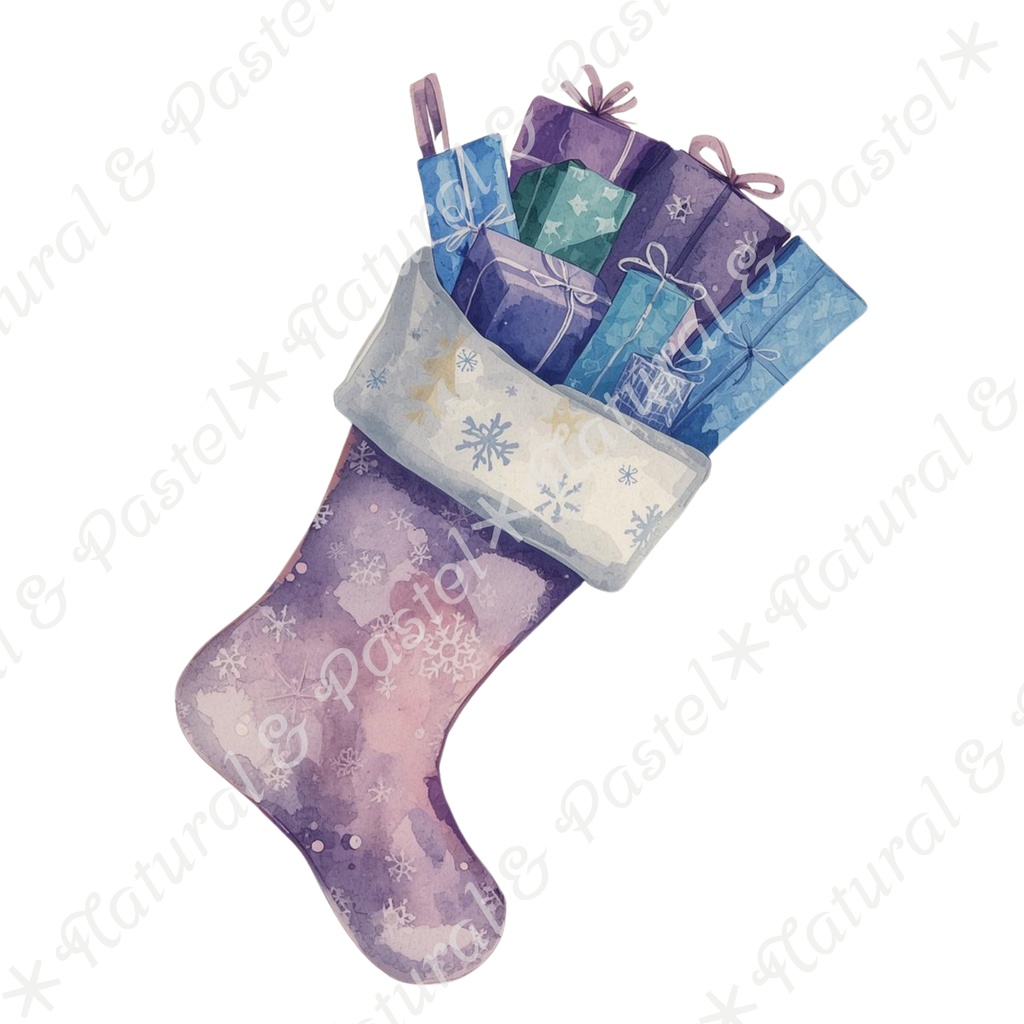 🎄【Blue Christmas Collection】青い冬のクリスマス * 水彩クリップアート 30点セット(PNG背景透過)