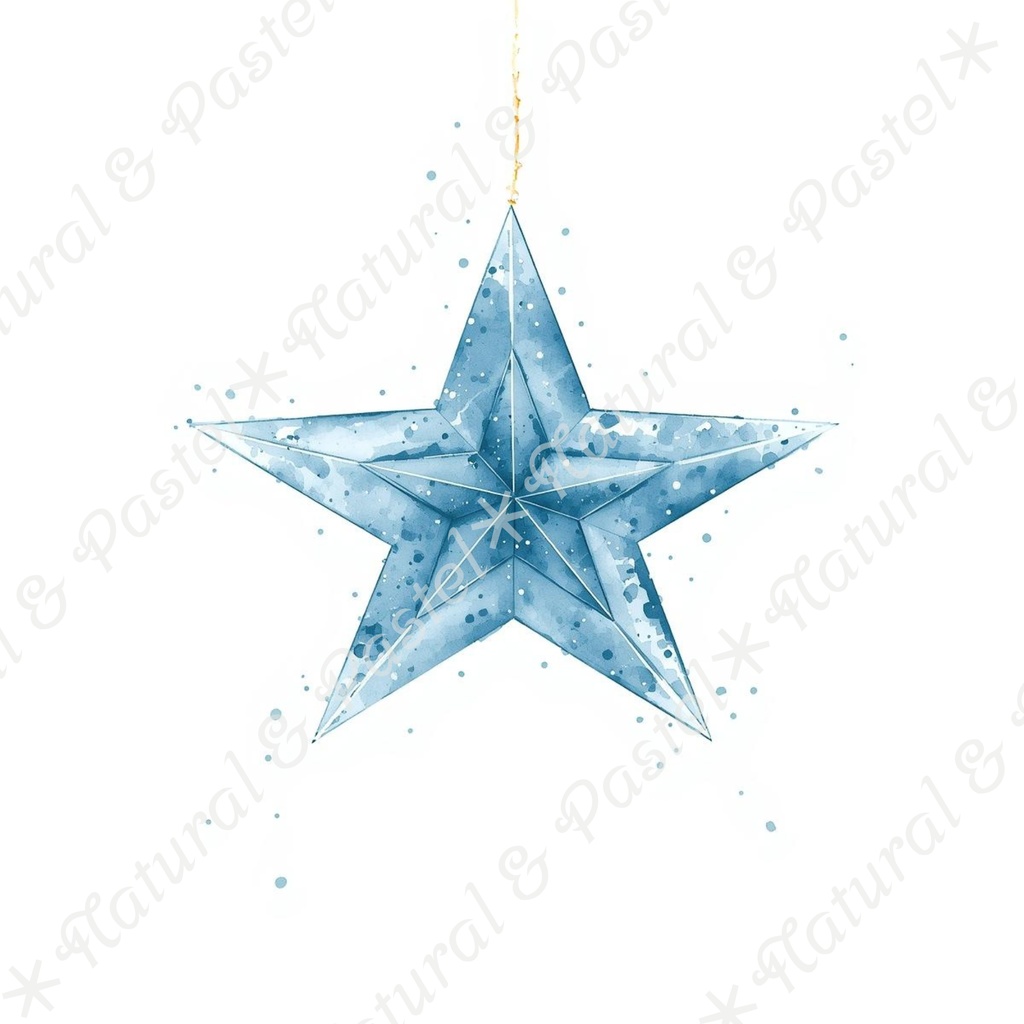 🎄【Blue Christmas Collection】青い冬のクリスマス * 水彩クリップアート 30点セット(PNG背景透過)