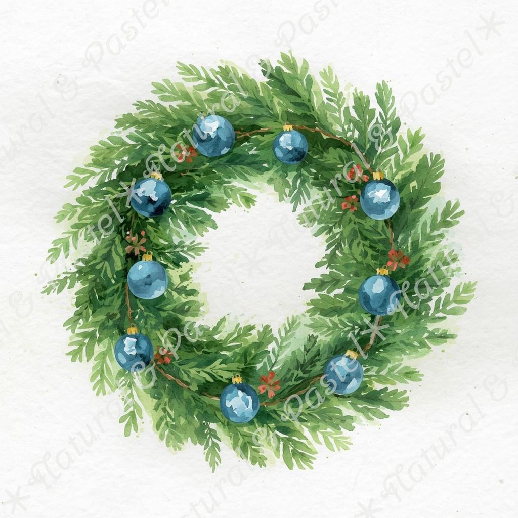 🎄【Blue Christmas Collection】青い冬のクリスマス * 水彩クリップアート 30点セット(PNG背景透過)