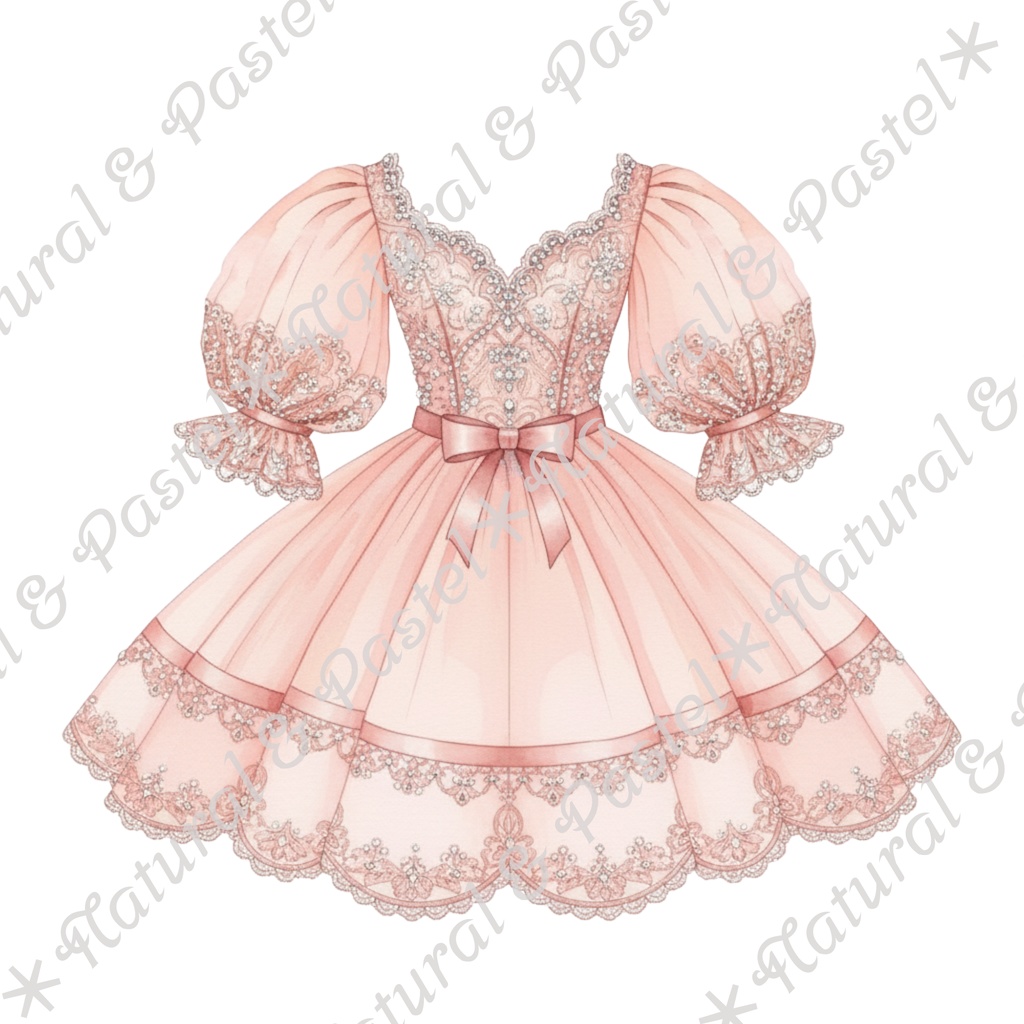 🦢 Pink Ballet Dreams Set|可憐なピンクのバレエ衣装コレクション * トウシューズ・ティアラ・花束入り(PNG)