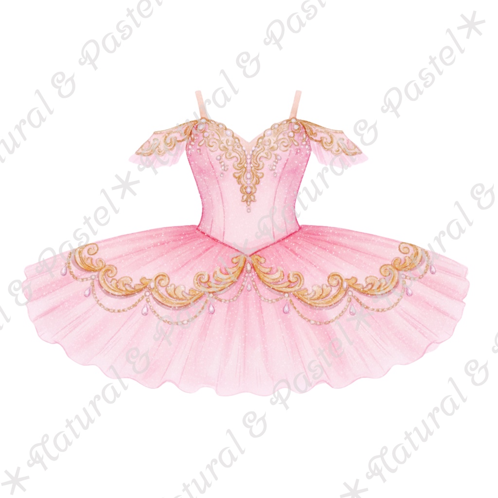 🦢 Pink Ballet Dreams Set|可憐なピンクのバレエ衣装コレクション * トウシューズ・ティアラ・花束入り(PNG)