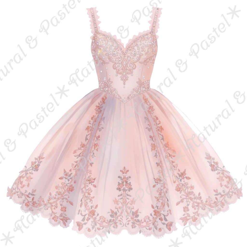 🦢 Pink Ballet Dreams Set|可憐なピンクのバレエ衣装コレクション * トウシューズ・ティアラ・花束入り(PNG)