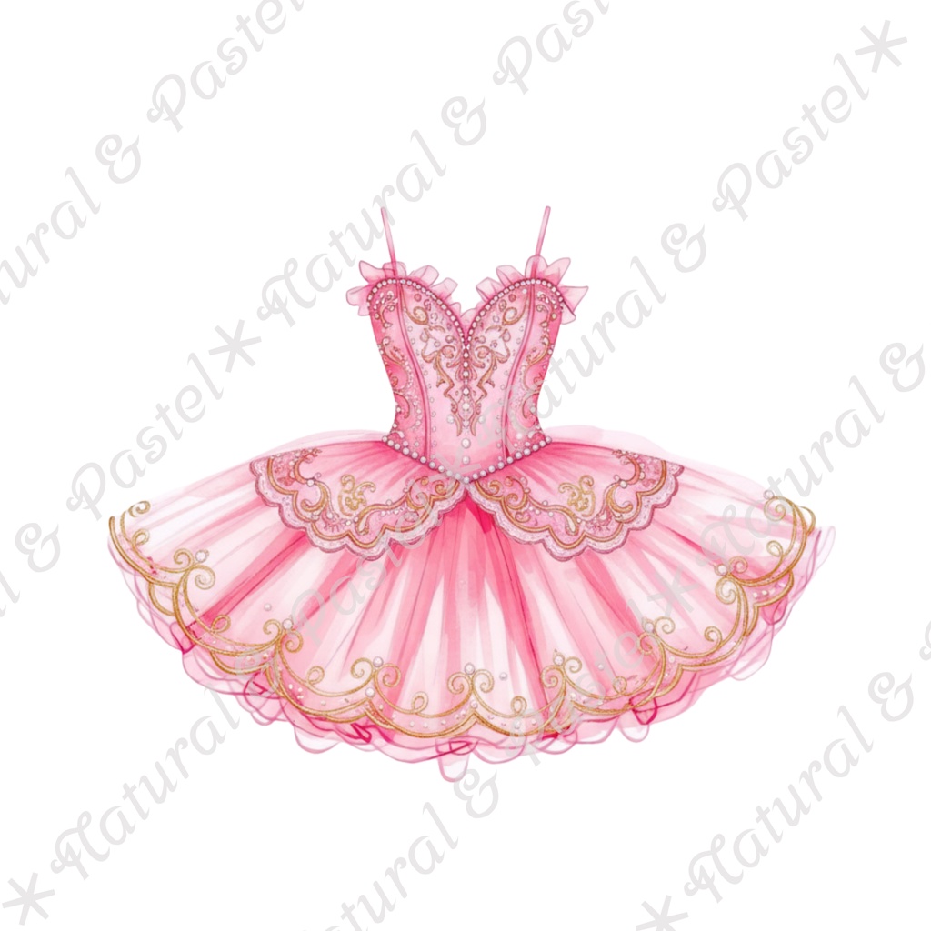 🦢 Pink Ballet Dreams Set|可憐なピンクのバレエ衣装コレクション * トウシューズ・ティアラ・花束入り(PNG)