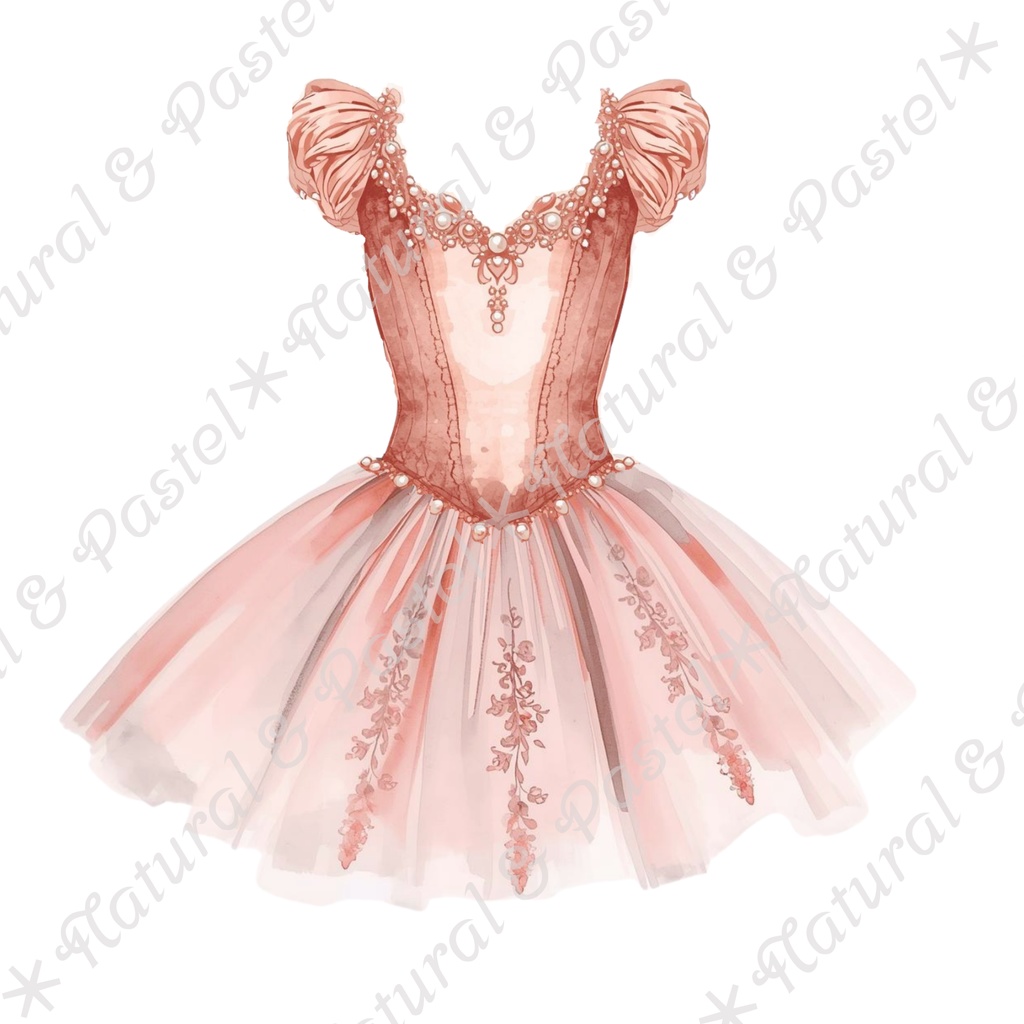 🦢 Pink Ballet Dreams Set|可憐なピンクのバレエ衣装コレクション * トウシューズ・ティアラ・花束入り(PNG)