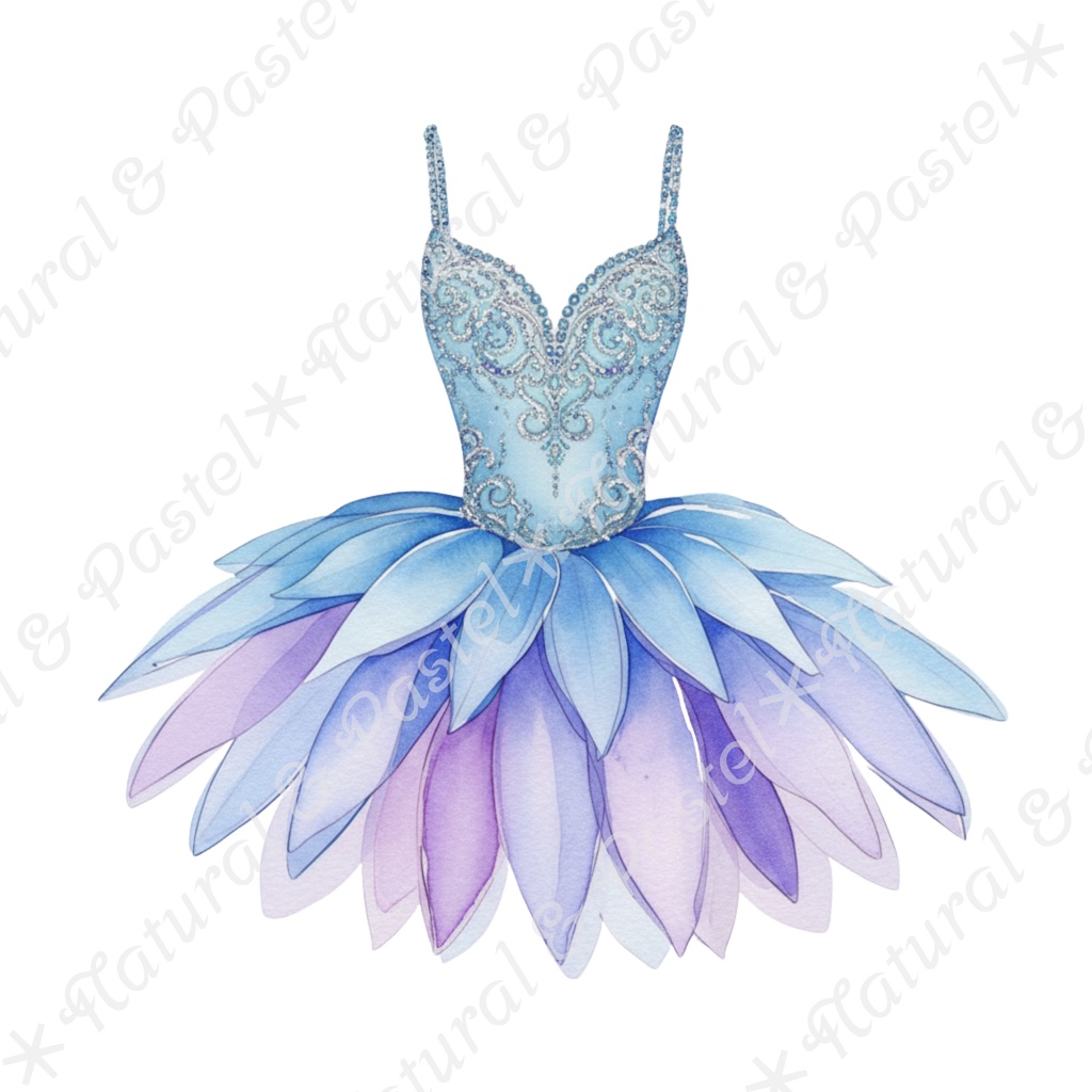 🦢 Blue Ballet Elegance Set|凛とした青のバレエ衣装コレクション*トウシューズ・ティアラ・花束入り(PNG)