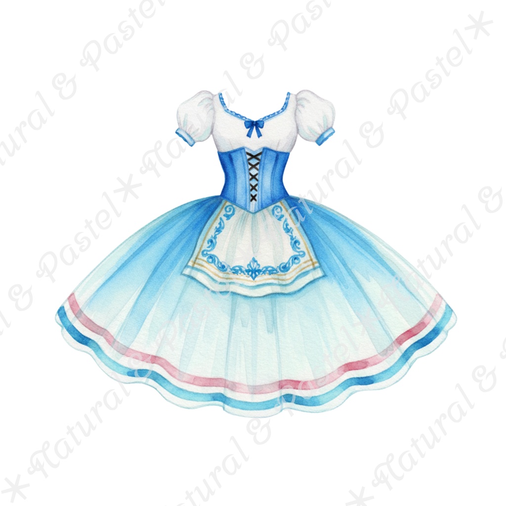 🦢 Blue Ballet Elegance Set|凛とした青のバレエ衣装コレクション*トウシューズ・ティアラ・花束入り(PNG)