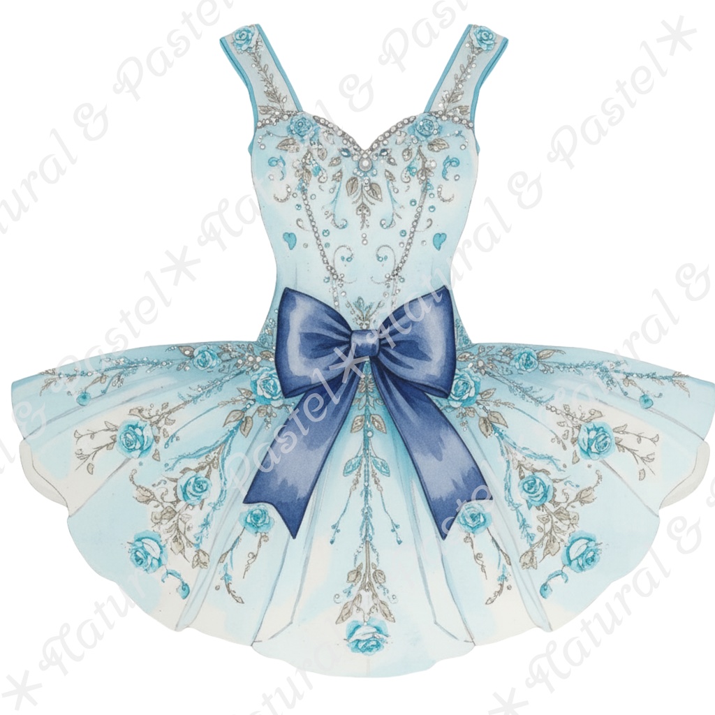 🦢 Blue Ballet Elegance Set|凛とした青のバレエ衣装コレクション*トウシューズ・ティアラ・花束入り(PNG)
