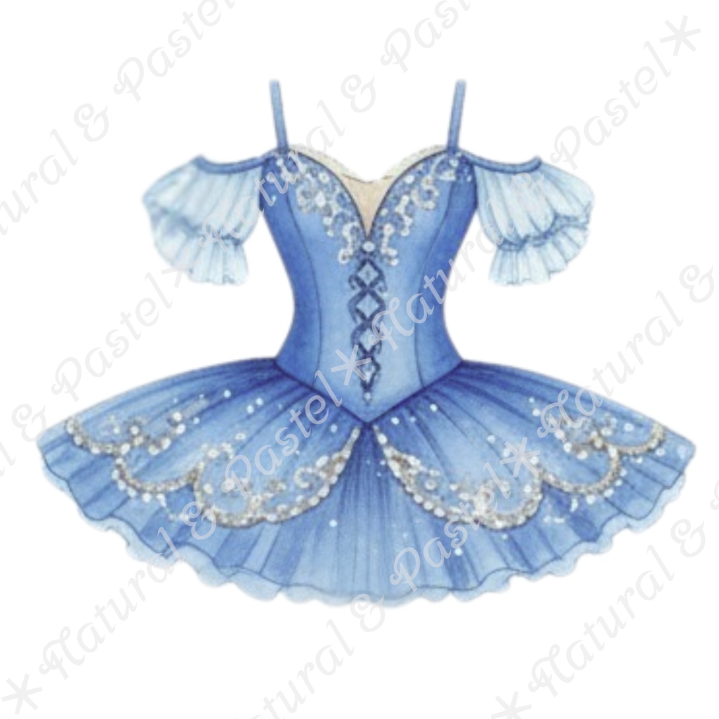 🦢 Blue Ballet Elegance Set|凛とした青のバレエ衣装コレクション*トウシューズ・ティアラ・花束入り(PNG)