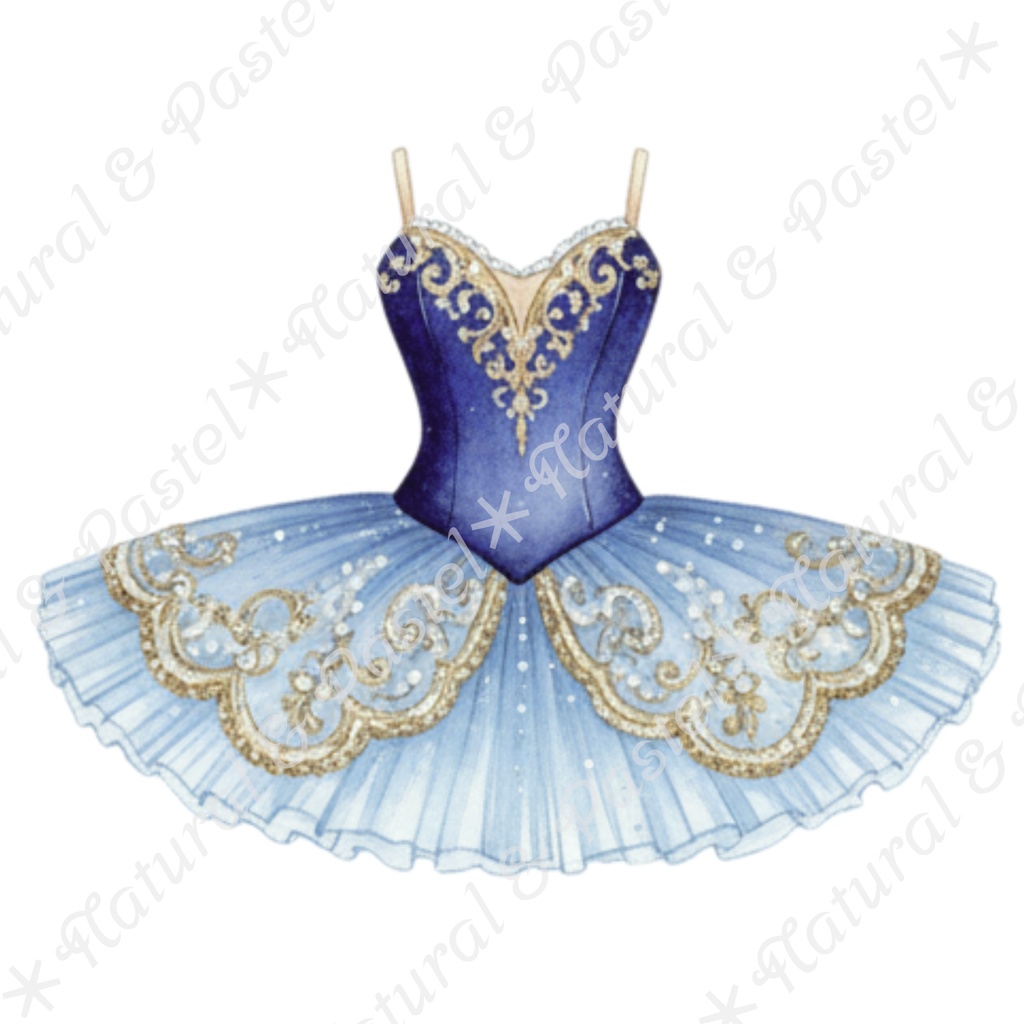 🦢 Blue Ballet Elegance Set|凛とした青のバレエ衣装コレクション*トウシューズ・ティアラ・花束入り(PNG)