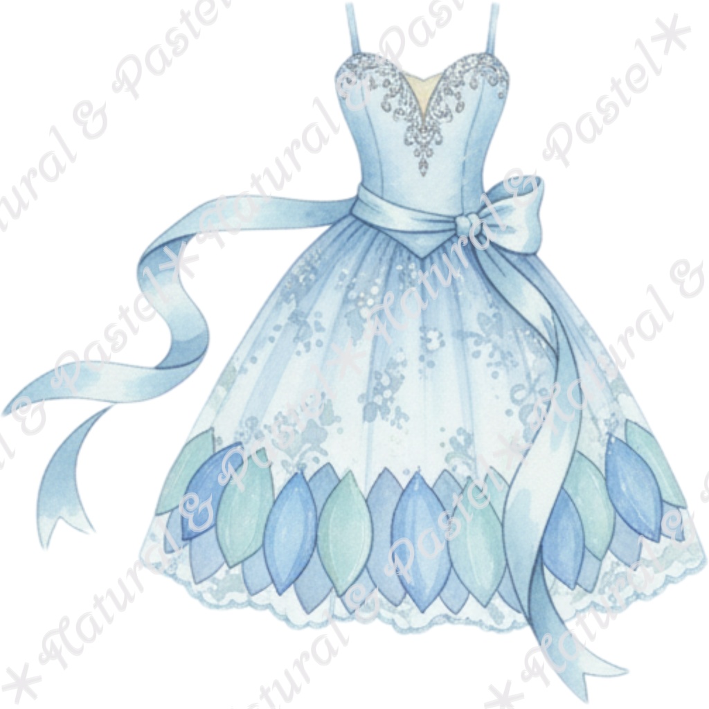 🦢 Blue Ballet Elegance Set|凛とした青のバレエ衣装コレクション*トウシューズ・ティアラ・花束入り(PNG)