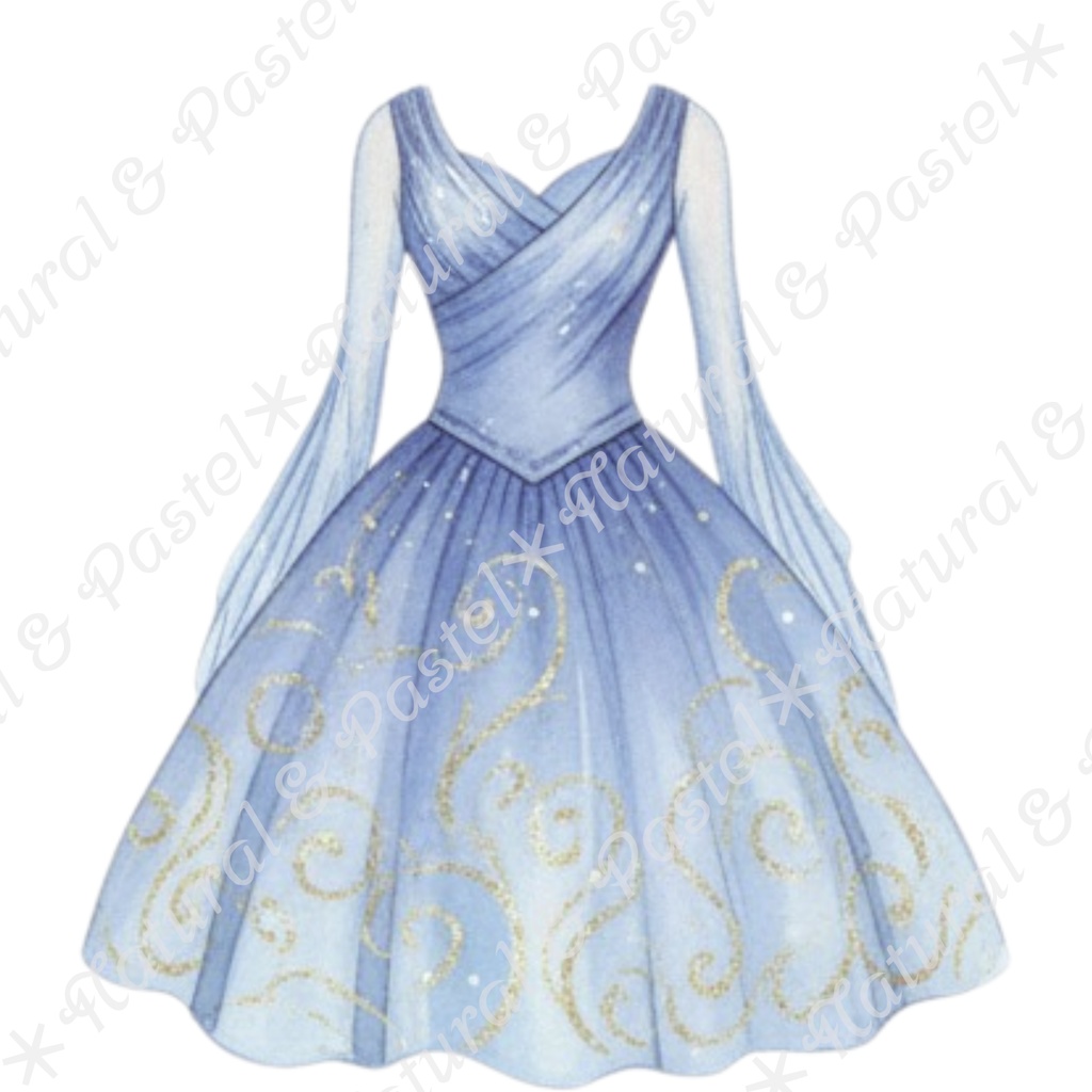 🦢 Blue Ballet Elegance Set|凛とした青のバレエ衣装コレクション*トウシューズ・ティアラ・花束入り(PNG)