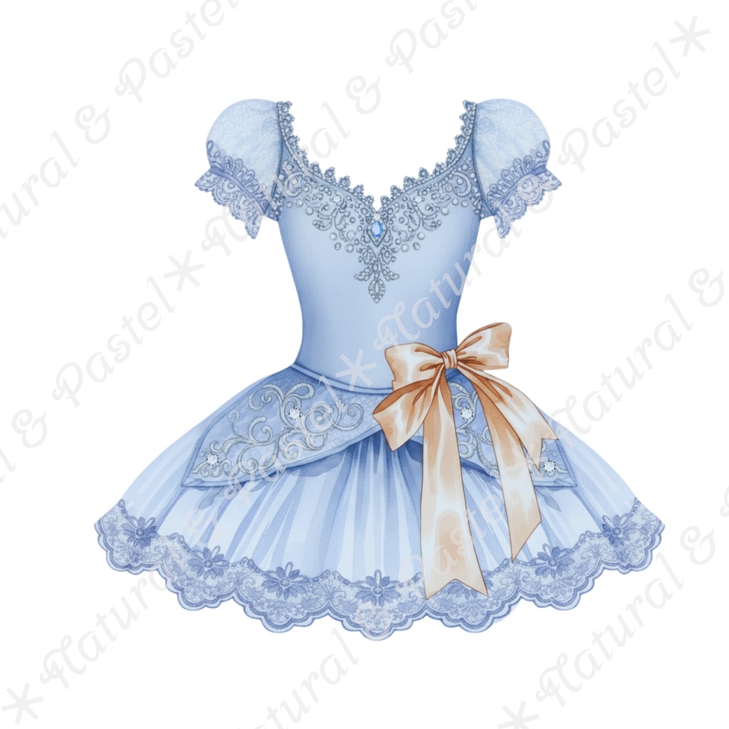 🦢 Blue Ballet Elegance Set|凛とした青のバレエ衣装コレクション*トウシューズ・ティアラ・花束入り(PNG)