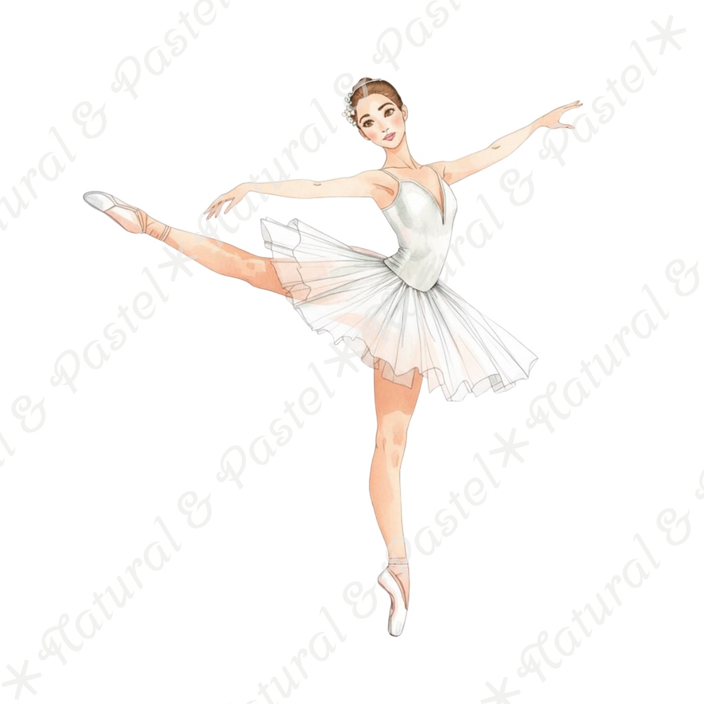 👑【Prima Ballet Atelier】水彩クリップアート*20点セット(PNG背景透過)