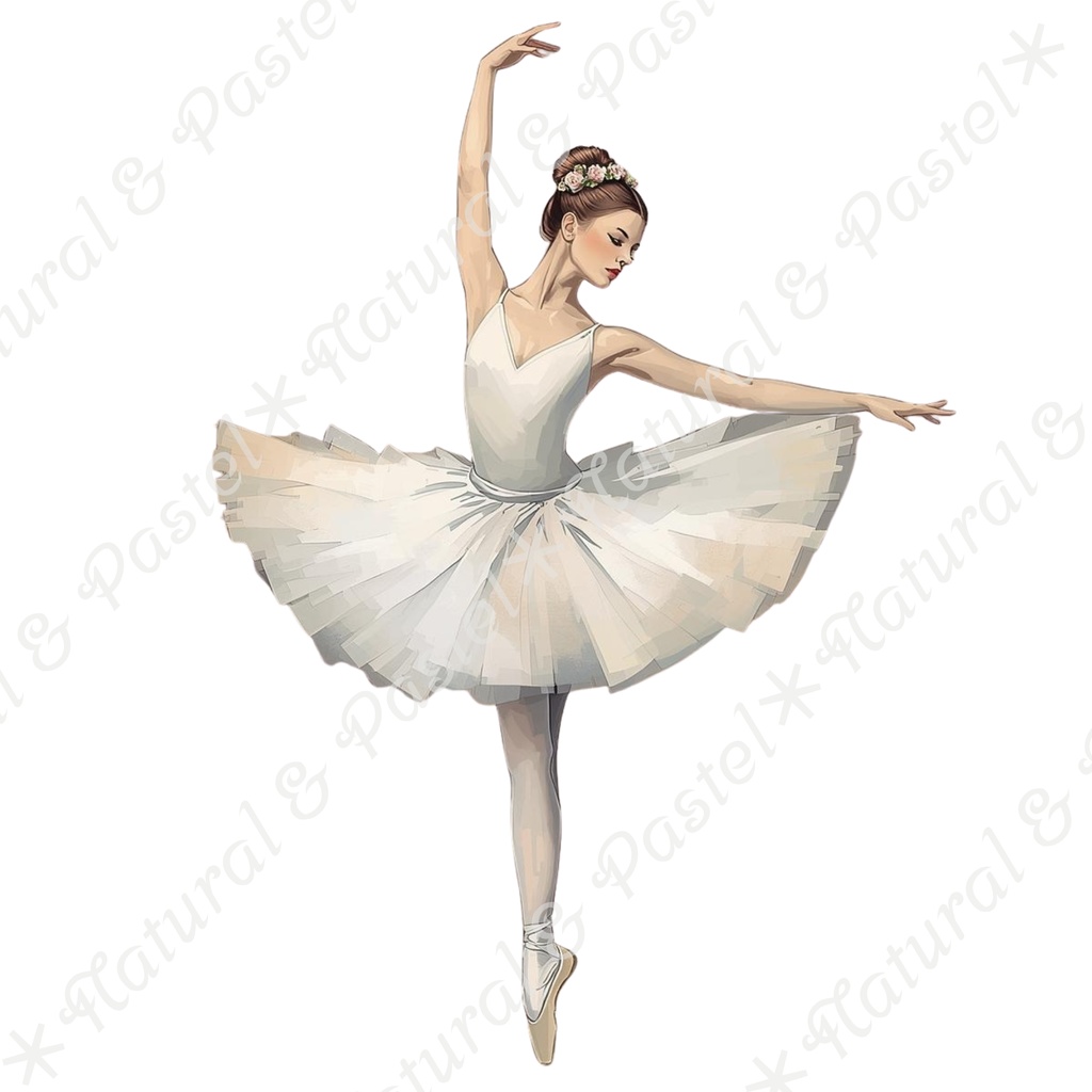 👑【Prima Ballet Atelier】水彩クリップアート*20点セット(PNG背景透過)