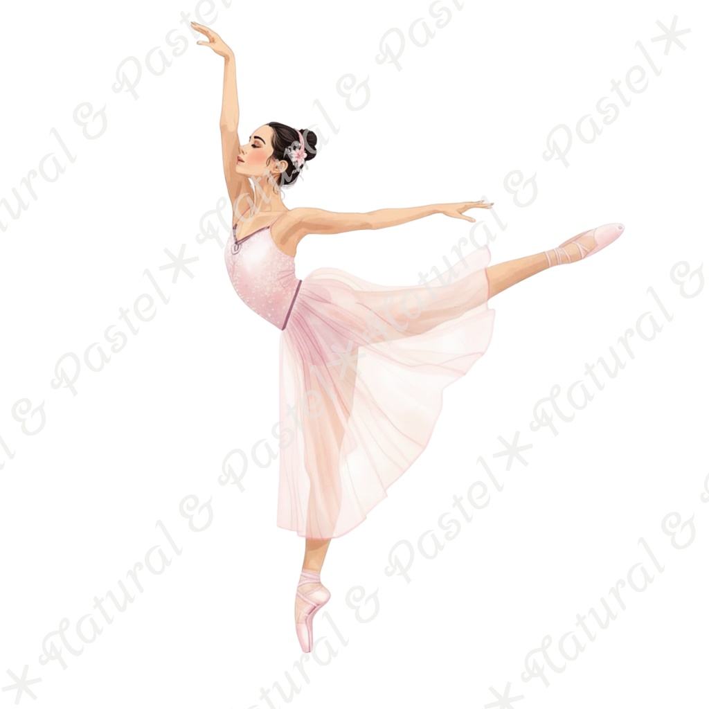 👑【Prima Ballet Atelier】水彩クリップアート*20点セット(PNG背景透過)