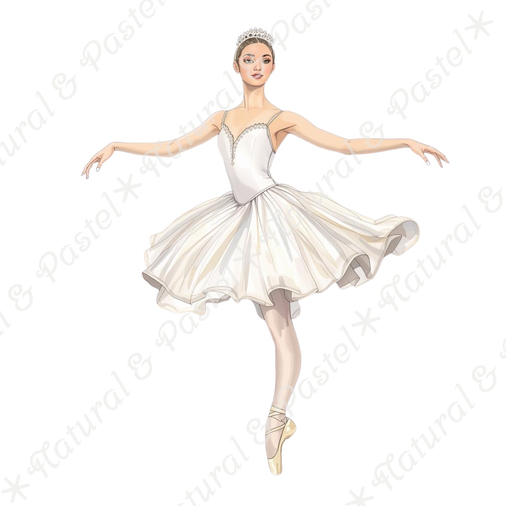 👑【Prima Ballet Atelier】水彩クリップアート*20点セット(PNG背景透過)