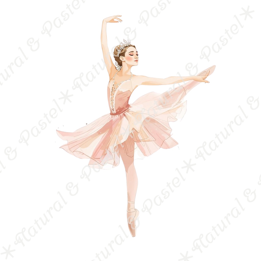 👑【Prima Ballet Atelier】水彩クリップアート*20点セット(PNG背景透過)