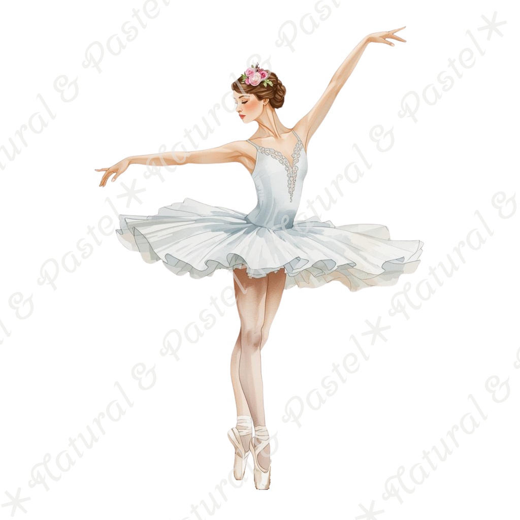 👑【Prima Ballet Atelier】水彩クリップアート*20点セット(PNG背景透過)