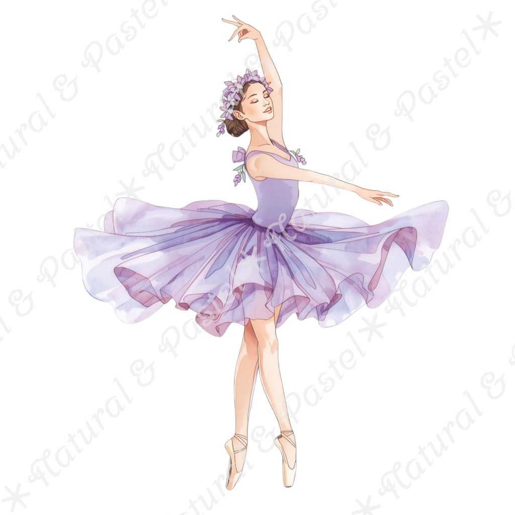 👑【Prima Ballet Atelier】水彩クリップアート*20点セット(PNG背景透過)