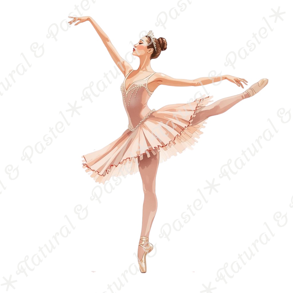 👑【Prima Ballet Atelier】水彩クリップアート*20点セット(PNG背景透過)