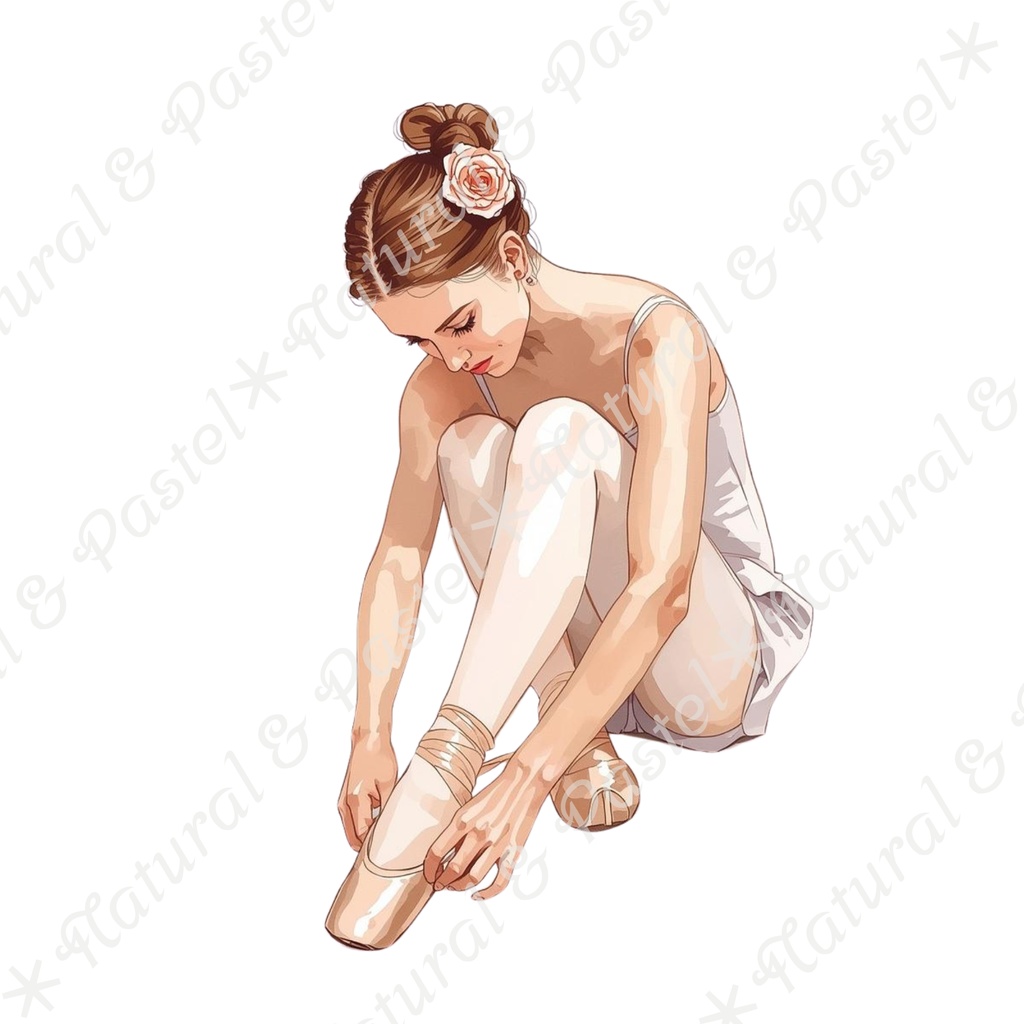 👑【Prima Ballet Atelier】水彩クリップアート*20点セット(PNG背景透過)